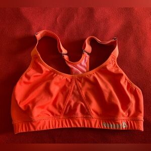 Reebok Orange Sports Bra with Adjustable Straps and Elastic Support, Size S